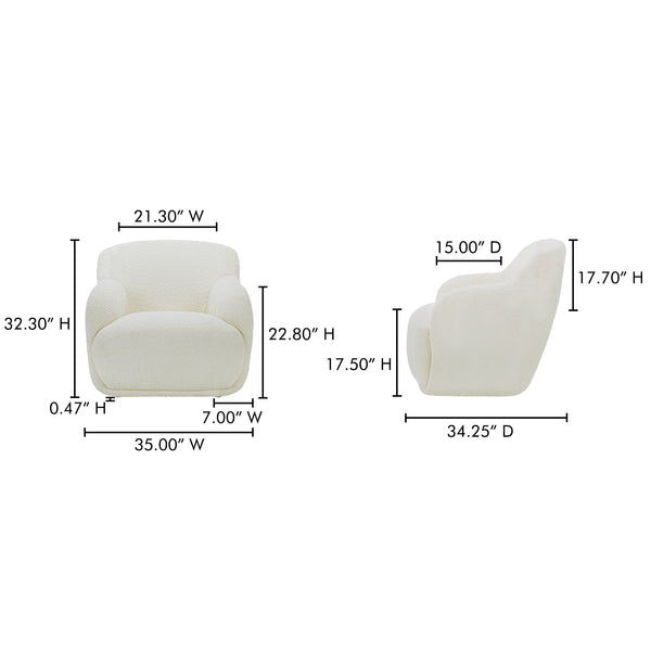 Moe's Home Stevie Lounge Chair - High Back Comfort With Soft Upholstery For Ultimate Relaxation And Style White Upholstery, 50% Recycled Polyester,50% Polyester,Frame, Mdf,Plywood,Pine Fo-1001-05
