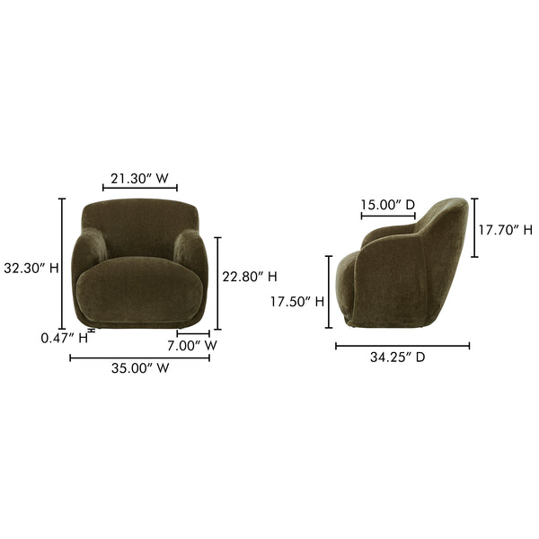 Moe's Home Stevie Lounge Chair - High Back Comfort With Soft Upholstery For Ultimate Relaxation And Style Green Upholstery, 50% Recycled Polyester,50% Virgin Polyester,Frame, Mdf,Plywood,Pine Fo-1001-27