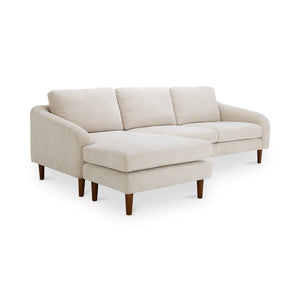 Moe's Home Quinn 98in Sectional Sofa With Reversible Chaise Ottoman For Versatile Living Space Comfort Beige Upholstery, Recycled 100% Polyester,Frame, Mdf,Plywood,Pine Fo-1005-34