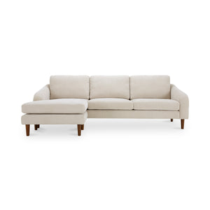 Moe's Home Quinn 98in Sectional Sofa With Reversible Chaise Ottoman For Versatile Living Space Comfort Beige Upholstery, Recycled 100% Polyester,Frame, Mdf,Plywood,Pine Fo-1005-34