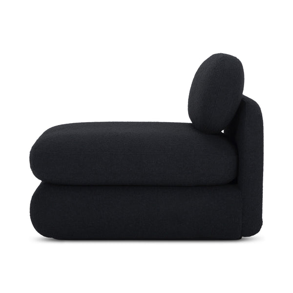 Moe's Home Scout Lounge Chair – Retro 70s Inspired Design With Textured Bouclé Upholstery For Modern Comfort Black Upholstery, 95% Polyester,5% Arcrylic,Frame, Mdf,Plywood,Pine Fo-1007-02