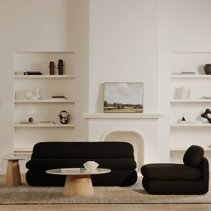 Moe's Home Scout Lounge Chair – Retro 70s Inspired Design With Textured Bouclé Upholstery For Modern Comfort Black Upholstery, 95% Polyester,5% Arcrylic,Frame, Mdf,Plywood,Pine Fo-1007-02