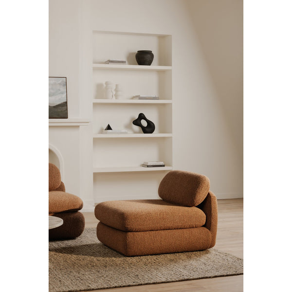 Moe's Home Scout Lounge Chair – Retro 70s Inspired Design With Textured Bouclé Upholstery For Modern Comfort Brown Upholstery, Polyester 86% Acrylic 7% Wool 7%.,Frame, Mdf,Plywood,Pine Fo-1007-03