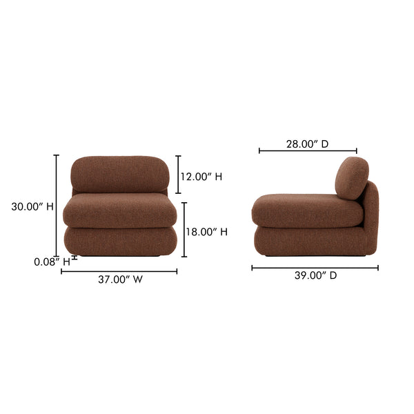 Moe's Home Scout Lounge Chair – Retro 70s Inspired Design With Textured Bouclé Upholstery For Modern Comfort Brown Upholstery, Polyester 86% Acrylic 7% Wool 7%.,Frame, Mdf,Plywood,Pine Fo-1007-03