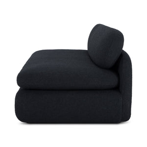 Moe's Home Scout Sofa - Retro-inspired Bouclé Elegance With Curved Design And Plush Comfort For Modern Living Black Upholstery, 95% Polyester,5% Arcrylic,Frame, Mdf,Plywood,Pine Fo-1008-02