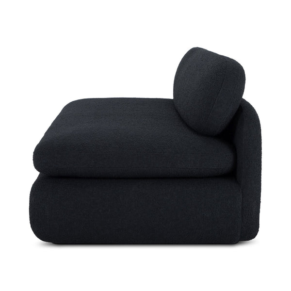 Moe's Home Scout Sofa - Retro-inspired Bouclé Elegance With Curved Design And Plush Comfort For Modern Living Black Upholstery, 95% Polyester,5% Arcrylic,Frame, Mdf,Plywood,Pine Fo-1008-02