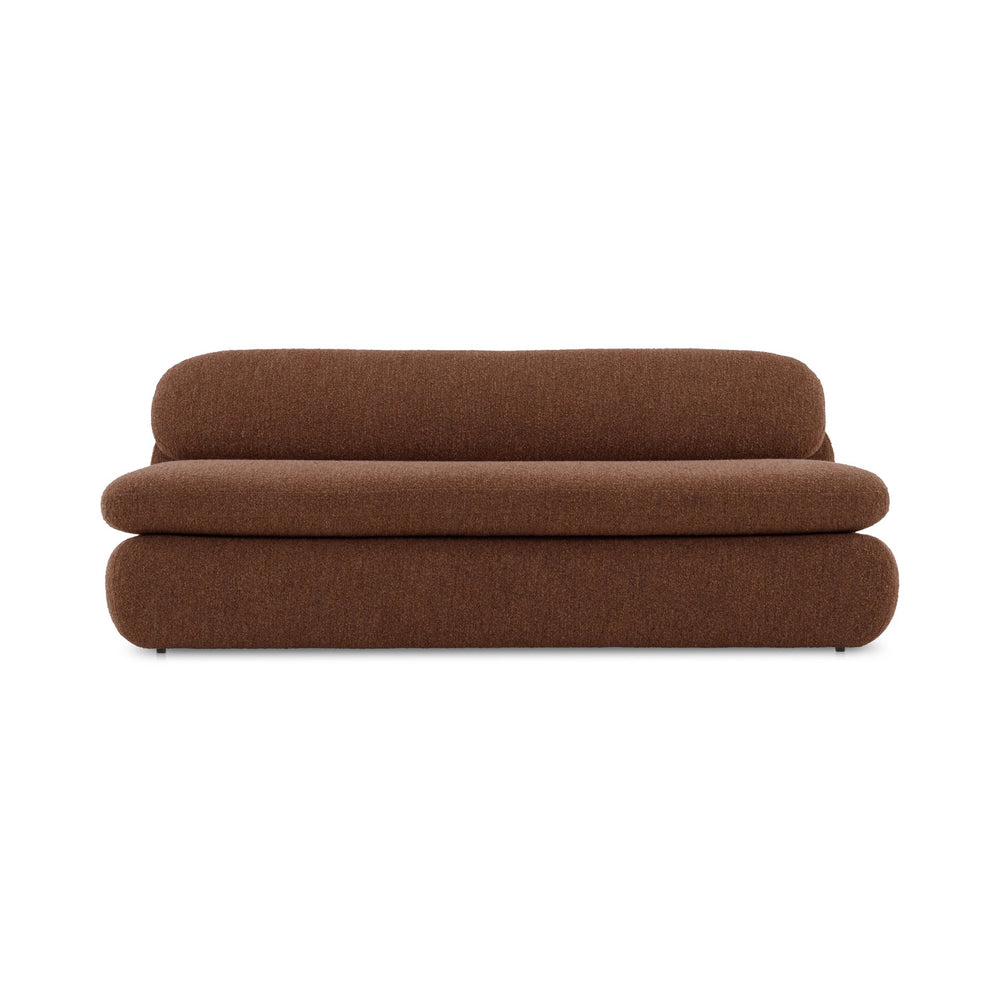 Moe's Home Scout Sofa - Retro-inspired Bouclé Elegance With Curved Design And Plush Comfort For Modern Living Brown Upholstery, Polyester 86% Acrylic 7% Wool 7%.,Frame, Mdf,Plywood,Pine Fo-1008-03