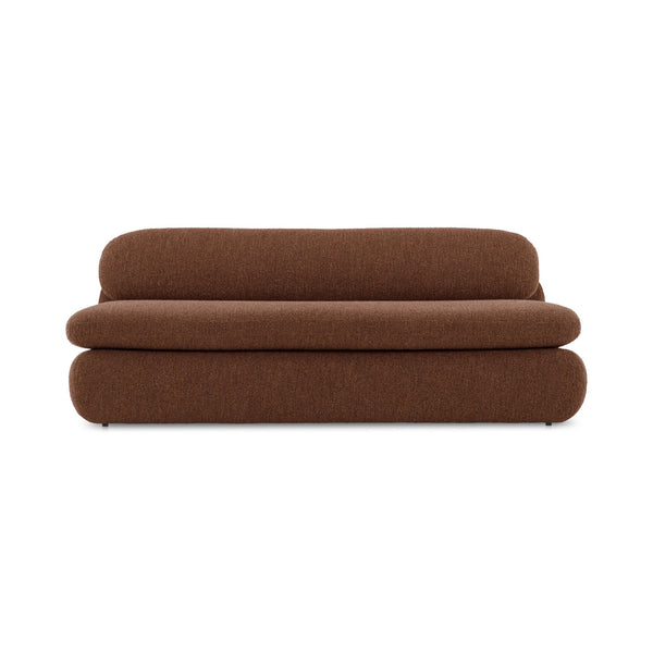 Moe's Home Scout Sofa - Retro-inspired Bouclé Elegance With Curved Design And Plush Comfort For Modern Living Brown Upholstery, Polyester 86% Acrylic 7% Wool 7%.,Frame, Mdf,Plywood,Pine Fo-1008-03