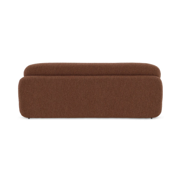 Moe's Home Scout Sofa - Retro-inspired Bouclé Elegance With Curved Design And Plush Comfort For Modern Living Brown Upholstery, Polyester 86% Acrylic 7% Wool 7%.,Frame, Mdf,Plywood,Pine Fo-1008-03