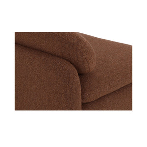 Moe's Home Scout Sofa - Retro-inspired Bouclé Elegance With Curved Design And Plush Comfort For Modern Living Brown Upholstery, Polyester 86% Acrylic 7% Wool 7%.,Frame, Mdf,Plywood,Pine Fo-1008-03