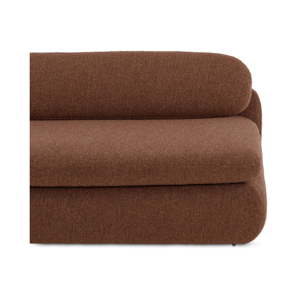 Moe's Home Scout Sofa - Retro-inspired Bouclé Elegance With Curved Design And Plush Comfort For Modern Living Brown Upholstery, Polyester 86% Acrylic 7% Wool 7%.,Frame, Mdf,Plywood,Pine Fo-1008-03