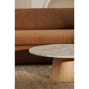 Moe's Home Scout Sofa - Retro-inspired Bouclé Elegance With Curved Design And Plush Comfort For Modern Living Brown Upholstery, Polyester 86% Acrylic 7% Wool 7%.,Frame, Mdf,Plywood,Pine Fo-1008-03