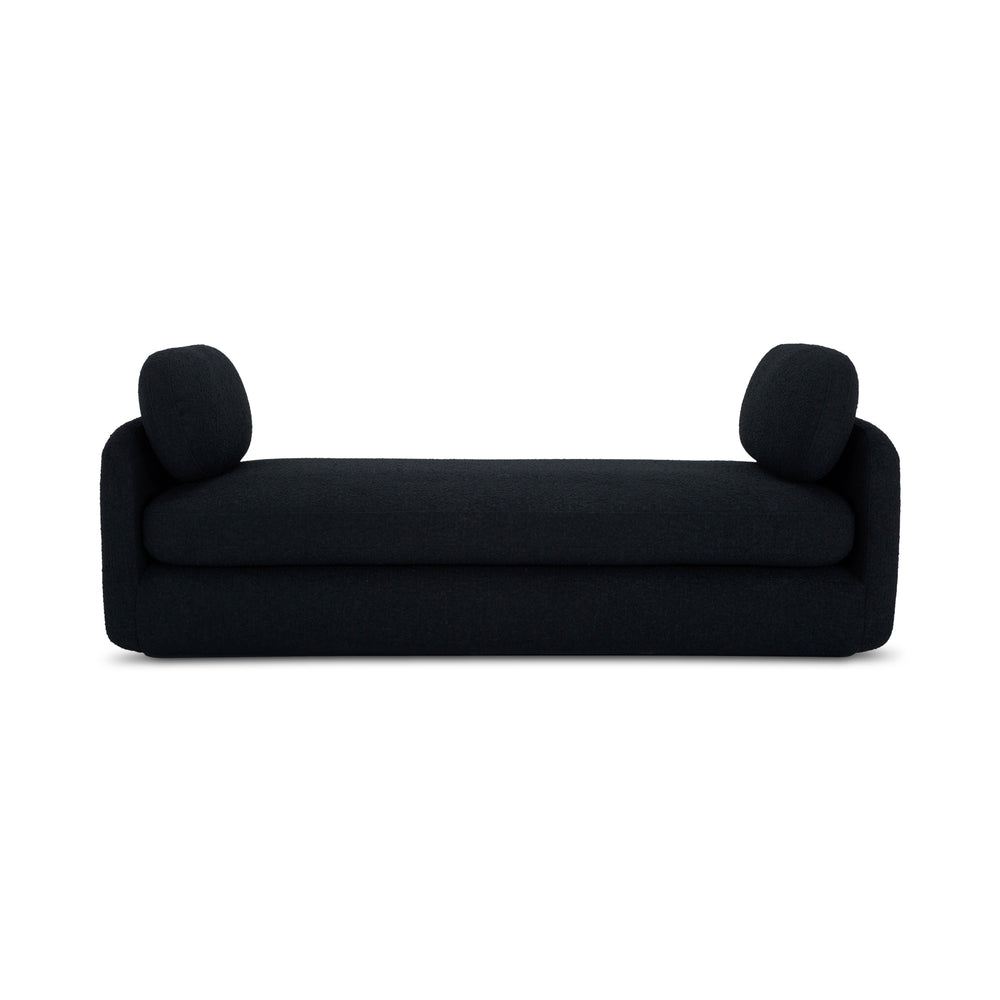 Moe's Home Scout Daybed – Retro-inspired Bouclé Comfort With Soft Curved Design Perfect For Modern Spaces Black Upholstery, 95% Polyester,5% Arcrylic,Frame, Mdf,Plywood,Pine Fo-1009-02