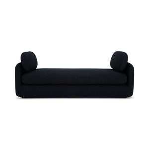 Moe's Home Scout Daybed – Retro-inspired Bouclé Comfort With Soft Curved Design Perfect For Modern Spaces Black Upholstery, 95% Polyester,5% Arcrylic,Frame, Mdf,Plywood,Pine Fo-1009-02