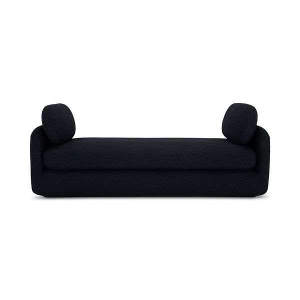 Moe's Home Scout Daybed – Retro-inspired Bouclé Comfort With Soft Curved Design Perfect For Modern Spaces Black Upholstery, 95% Polyester,5% Arcrylic,Frame, Mdf,Plywood,Pine Fo-1009-02