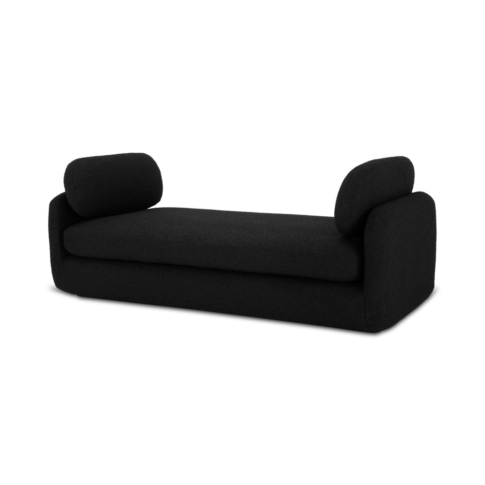 Moe's Home Scout Daybed – Retro-inspired Bouclé Comfort With Soft Curved Design Perfect For Modern Spaces Black Upholstery, 95% Polyester,5% Arcrylic,Frame, Mdf,Plywood,Pine Fo-1009-02