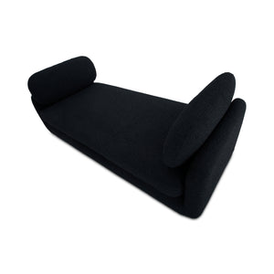 Moe's Home Scout Daybed – Retro-inspired Bouclé Comfort With Soft Curved Design Perfect For Modern Spaces Black Upholstery, 95% Polyester,5% Arcrylic,Frame, Mdf,Plywood,Pine Fo-1009-02
