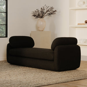 Moe's Home Scout Daybed – Retro-inspired Bouclé Comfort With Soft Curved Design Perfect For Modern Spaces Black Upholstery, 95% Polyester,5% Arcrylic,Frame, Mdf,Plywood,Pine Fo-1009-02