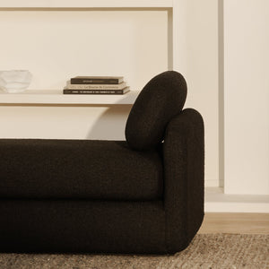 Moe's Home Scout Daybed – Retro-inspired Bouclé Comfort With Soft Curved Design Perfect For Modern Spaces Black Upholstery, 95% Polyester,5% Arcrylic,Frame, Mdf,Plywood,Pine Fo-1009-02