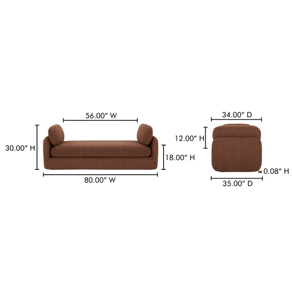 Moe's Home Scout Daybed – Retro-inspired Bouclé Comfort With Soft Curved Design Perfect For Modern Spaces Brown Upholstery,
Polyester 86% Acrylic 7% Wool 7%.,Frame, Mdf,Plywood,Pine Fo-1009-03