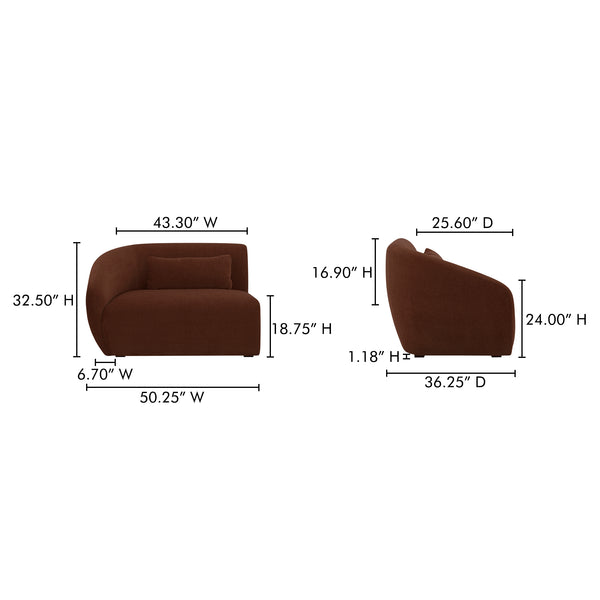 Moe's Home Amelia Modular Sectional Sofa – Cozy, Eco-friendly Design With Supportive Backrest & Lumbar Cushion Brown Upholstery, 100% Polyester,Frame, Mdf,Plywood,Pine Fo-1010-03
