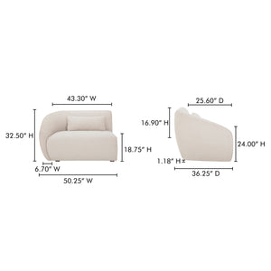 Moe's Home Amelia Modular Sectional Sofa – Cozy, Eco-friendly Design With Supportive Backrest & Lumbar Cushion White Upholstery, 100% Recycled Polyester,Frame, Mdf,Plywood,Pine Fo-1010-18