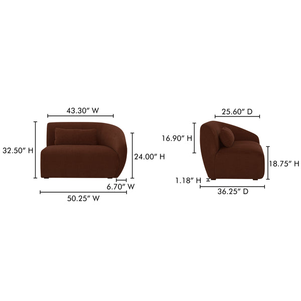 Moe's Home Amelia Modular Sectional Sofa – Cozy, Eco-friendly Design With Supportive Backrest & Lumbar Cushion Brown Upholstery, 100% Polyester,Frame, Mdf,Plywood,Pine Fo-1011-03