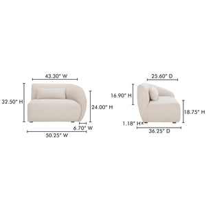 Moe's Home Amelia Modular Sectional Sofa – Cozy, Eco-friendly Design With Supportive Backrest & Lumbar Cushion White Upholstery, 100% Recycled Polyester,Frame, Mdf,Plywood,Pine Fo-1011-18