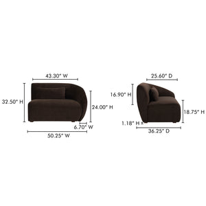 Moe's Home Amelia Modular Sectional Sofa – Cozy, Eco-friendly Design With Supportive Backrest & Lumbar Cushion Brown Upholstery, 100% Polyester,Frame, Mdf,Plywood,Pine Fo-1011-20