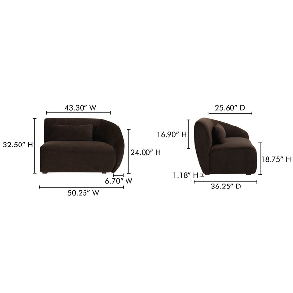 Moe's Home Amelia Modular Sectional Sofa – Cozy, Eco-friendly Design With Supportive Backrest & Lumbar Cushion Brown Upholstery, 100% Polyester,Frame, Mdf,Plywood,Pine Fo-1011-20