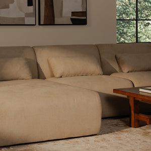 Moe's Home Amelia Modular Sectional Sofa – Cozy, Eco-friendly Design With Supportive Backrest & Lumbar Cushion White Upholstery, 100% Recycled Polyester,Frame, Mdf,Plywood,Pine Fo-1012-18