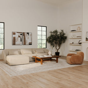 Moe's Home Amelia Modular Sectional Sofa – Cozy, Eco-friendly Design With Supportive Backrest & Lumbar Cushion White Upholstery, 100% Recycled Polyester,Frame, Mdf,Plywood,Pine Fo-1012-18