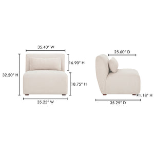 Moe's Home Amelia Modular Sectional Sofa – Cozy, Eco-friendly Design With Supportive Backrest & Lumbar Cushion White Upholstery, 100% Recycled Polyester,Frame, Mdf,Plywood,Pine Fo-1012-18