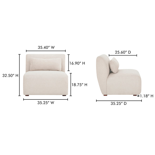 Moe's Home Amelia Modular Sectional Sofa – Cozy, Eco-friendly Design With Supportive Backrest & Lumbar Cushion White Upholstery, 100% Recycled Polyester,Frame, Mdf,Plywood,Pine Fo-1012-18