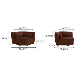 Moe's Home Amelia Modular Sectional Sofa – Cozy, Eco-friendly Design With Supportive Backrest & Lumbar Cushion Brown Upholstery, 100% Polyester,Frame, Mdf,Plywood,Pine Fo-1013-03