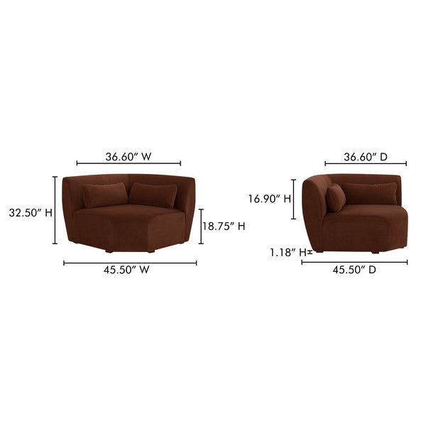 Moe's Home Amelia Modular Sectional Sofa – Cozy, Eco-friendly Design With Supportive Backrest & Lumbar Cushion Brown Upholstery, 100% Polyester,Frame, Mdf,Plywood,Pine Fo-1013-03