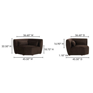 Moe's Home Amelia Modular Sectional Sofa – Cozy, Eco-friendly Design With Supportive Backrest & Lumbar Cushion Brown Upholstery, 100% Polyester,Frame, Mdf,Plywood,Pine Fo-1013-20