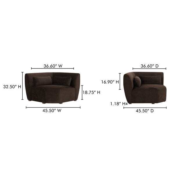 Moe's Home Amelia Modular Sectional Sofa – Cozy, Eco-friendly Design With Supportive Backrest & Lumbar Cushion Brown Upholstery, 100% Polyester,Frame, Mdf,Plywood,Pine Fo-1013-20