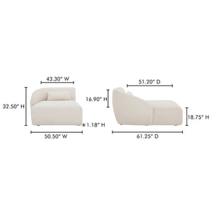 Moe's Home Amelia Modular Sectional Sofa – Cozy, Eco-friendly Design With Supportive Backrest & Lumbar Cushion White Upholstery, 100% Recycled Polyester,Frame, Mdf,Plywood,Pine Fo-1014-18