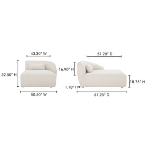 Moe's Home Amelia Modular Sectional Sofa – Cozy, Eco-friendly Design With Supportive Backrest & Lumbar Cushion White Upholstery, 100% Recycled Polyester,Frame, Mdf,Plywood,Pine Fo-1015-18