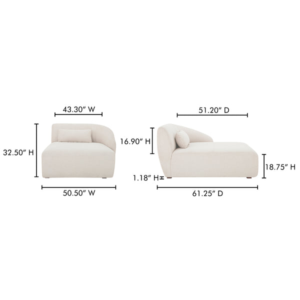 Moe's Home Amelia Modular Sectional Sofa – Cozy, Eco-friendly Design With Supportive Backrest & Lumbar Cushion White Upholstery, 100% Recycled Polyester,Frame, Mdf,Plywood,Pine Fo-1015-18