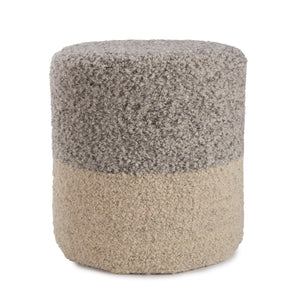 Jaipur Living Jaipur Living Micco Boucle Wool Cylinder Pouf Shearling Texture Neutral Accent Footrest Light Gray POF100542