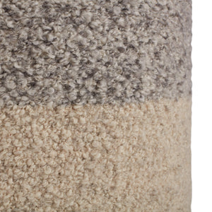 Jaipur Living Jaipur Living Micco Boucle Wool Cylinder Pouf Shearling Texture Neutral Accent Footrest Light Gray POF100542