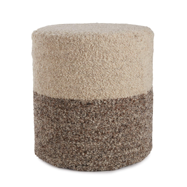 Jaipur Living Jaipur Living Micco Boucle Wool Cylinder Pouf Shearling Texture Neutral Accent Footrest Cream POF100543