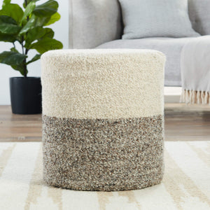 Jaipur Living Jaipur Living Micco Boucle Wool Cylinder Pouf Shearling Texture Neutral Accent Footrest Cream POF100543