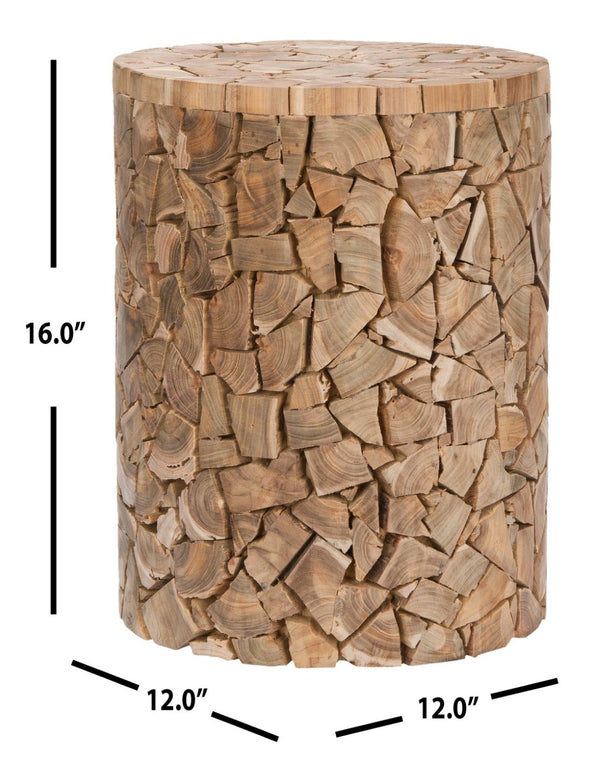 Safavieh Canyon Teak Round Stool – Handcrafted Organic Accent For Seating, Side Table, Or Decorative Use FOX1000A