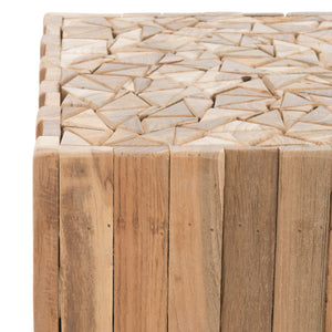 Safavieh Richmond Rustic Teak Block End Table - Handcrafted Medium Oak Accent Table For Any Room Decor FOX1001A