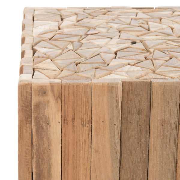 Safavieh Richmond Rustic Teak Block End Table - Handcrafted Medium Oak Accent Table For Any Room Decor FOX1001A
