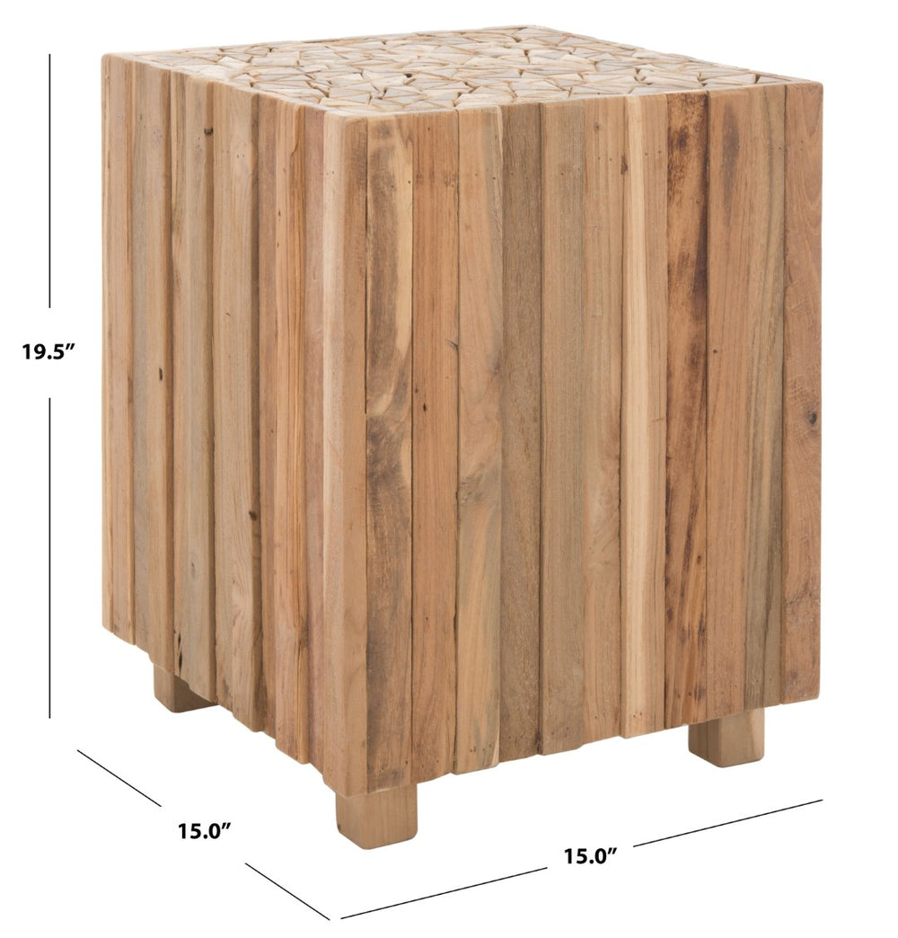 Safavieh Richmond Rustic Teak Block End Table - Handcrafted Medium Oak Accent Table For Any Room Decor FOX1001A