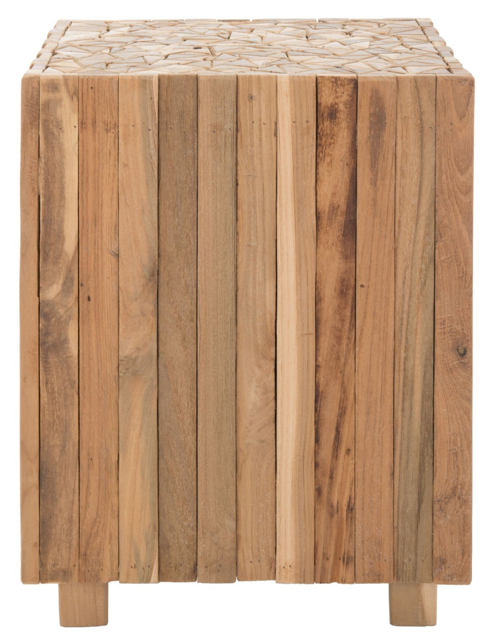 Safavieh Richmond Rustic Teak Block End Table - Handcrafted Medium Oak Accent Table For Any Room Decor FOX1001A